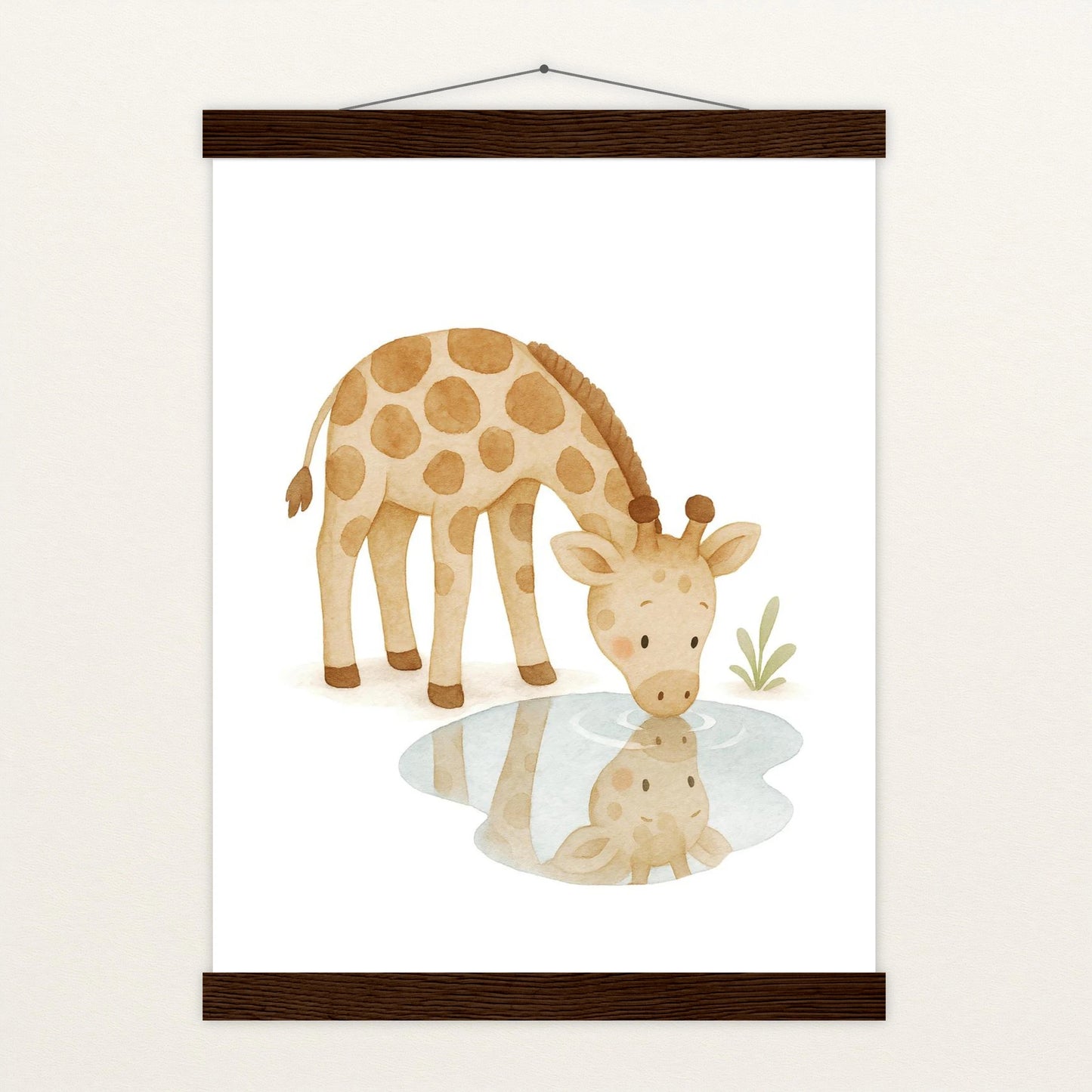 Greta die Giraffe - Motiv: "Trinken" Poster mit Leisten von tinylearner
