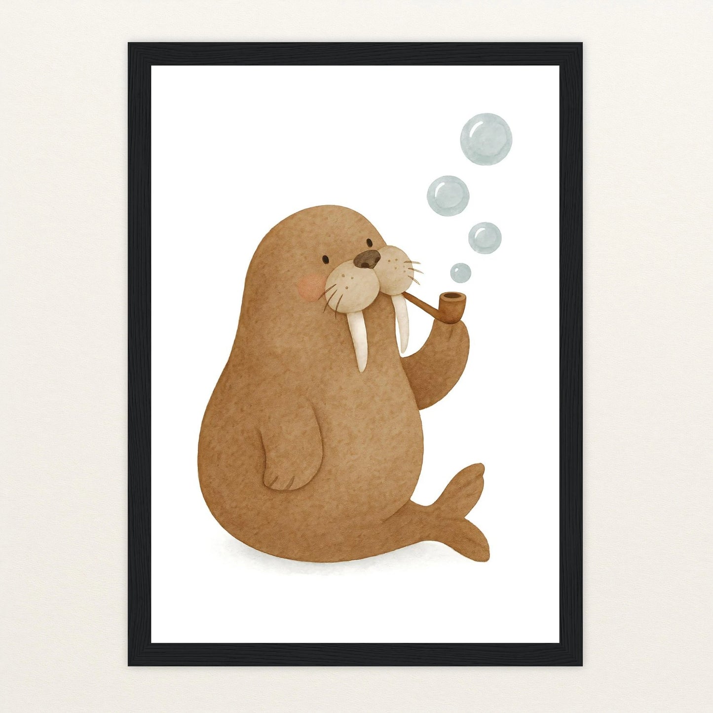 Wally das Walross - Motiv: "Blubbern" Poster mit Holzrahmen von tinylearner