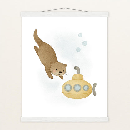 Otti der Otter - Motiv: "U-Boot" Poster mit Leisten von tinylearner