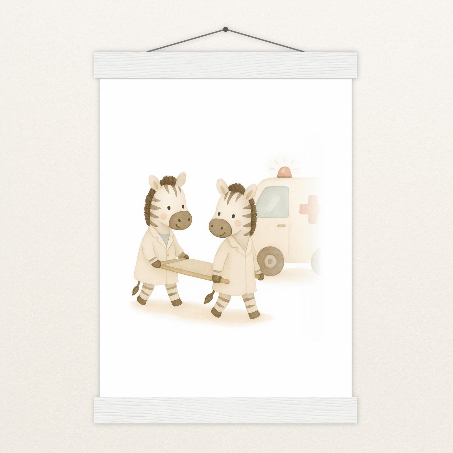 Zinni das Zebra - Motiv: "Krankenwagen" Poster mit Leisten von tinylearner