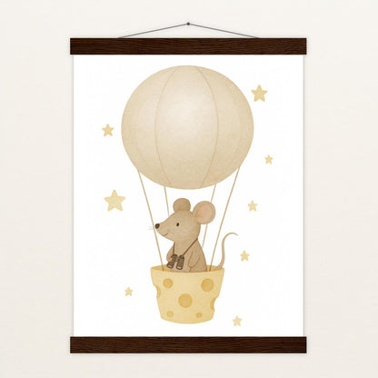 Mimi die Maus - Motiv: "Heißluftballon" Poster mit Leisten von tinylearner