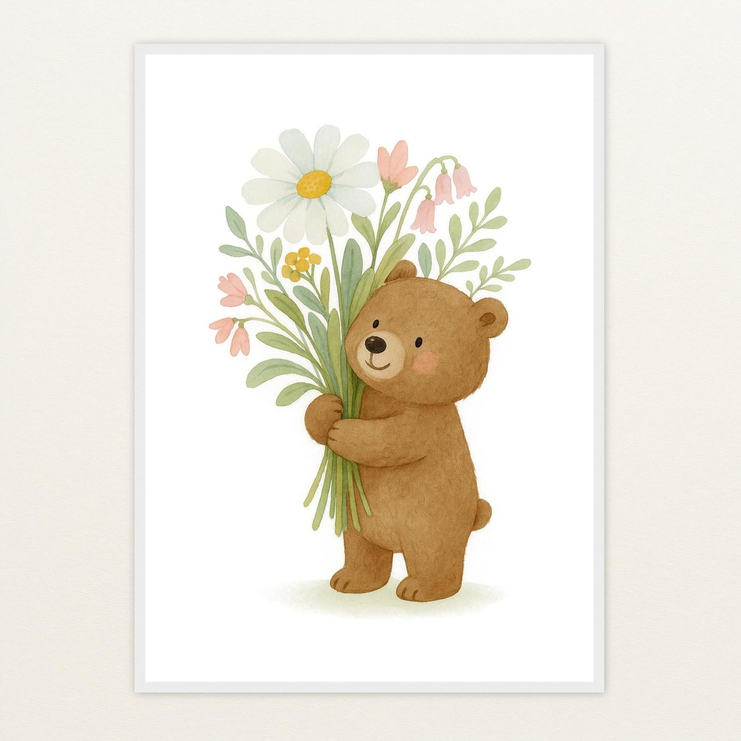 Balu der Bär - Motiv: "Blumenstrauß" Poster mit Holzrahmen von tinylearner