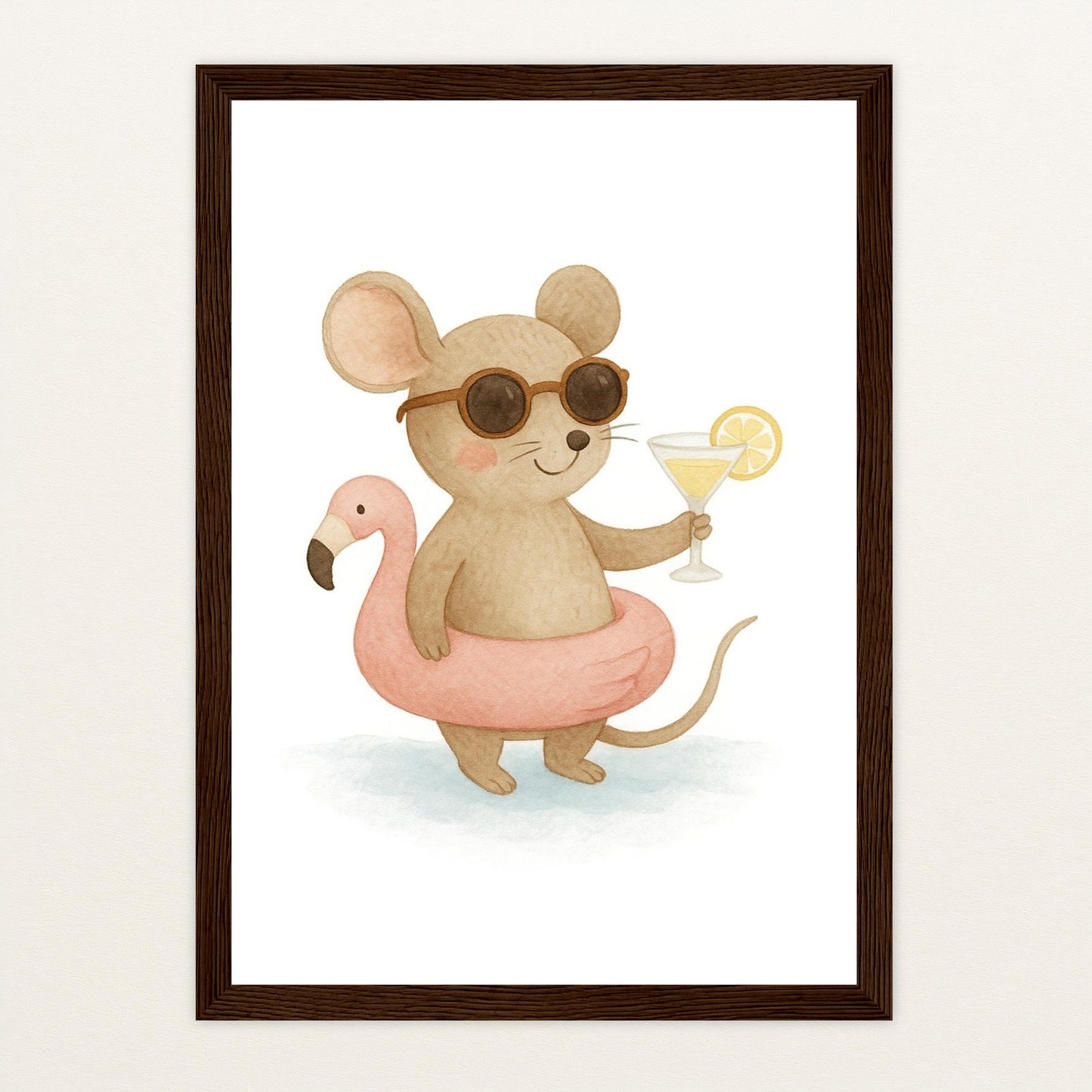 Mimi die Maus - Motiv: "Pooltag" Poster mit Holzrahmen von tinylearner