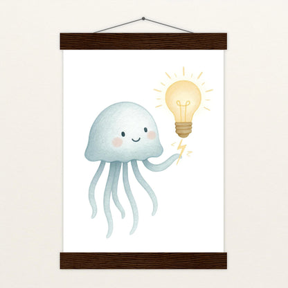 Quinn die Qualle - Motiv: "Glühbirne" Poster mit Leisten von tinylearner