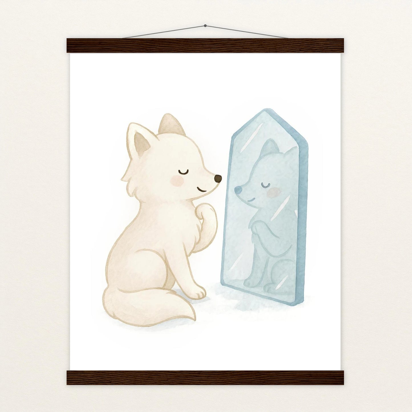 Pino der Polarfuchs - Motiv: "Spiegel" Poster mit Leisten von tinylearner