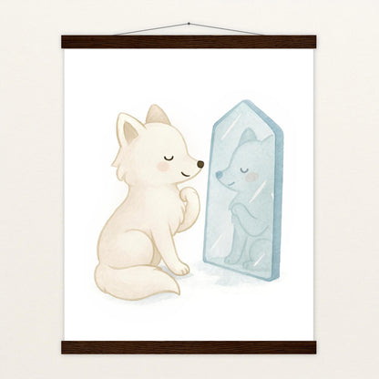 Pino der Polarfuchs - Motiv: "Spiegel" Poster mit Leisten von tinylearner