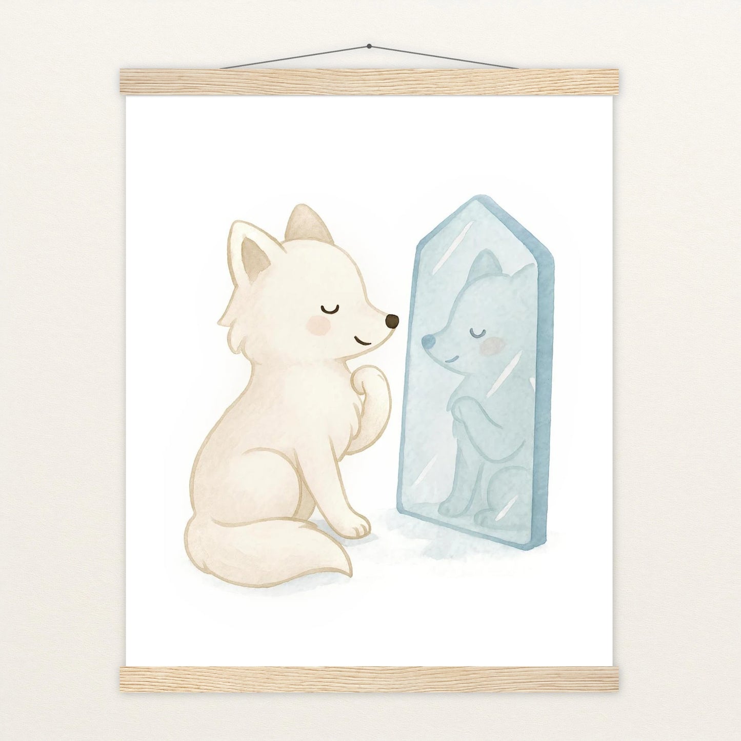 Pino der Polarfuchs - Motiv: "Spiegel" Poster mit Leisten von tinylearner