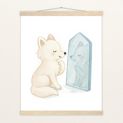 Pino der Polarfuchs - Motiv: "Spiegel" Poster mit Leisten von tinylearner