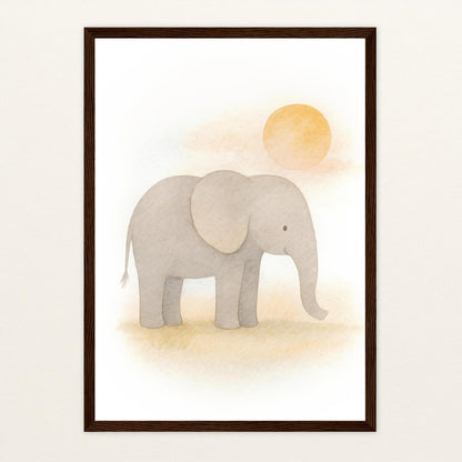 Emil der Elefant - Motiv: "Sonne" Poster mit Holzrahmen von tinylearner