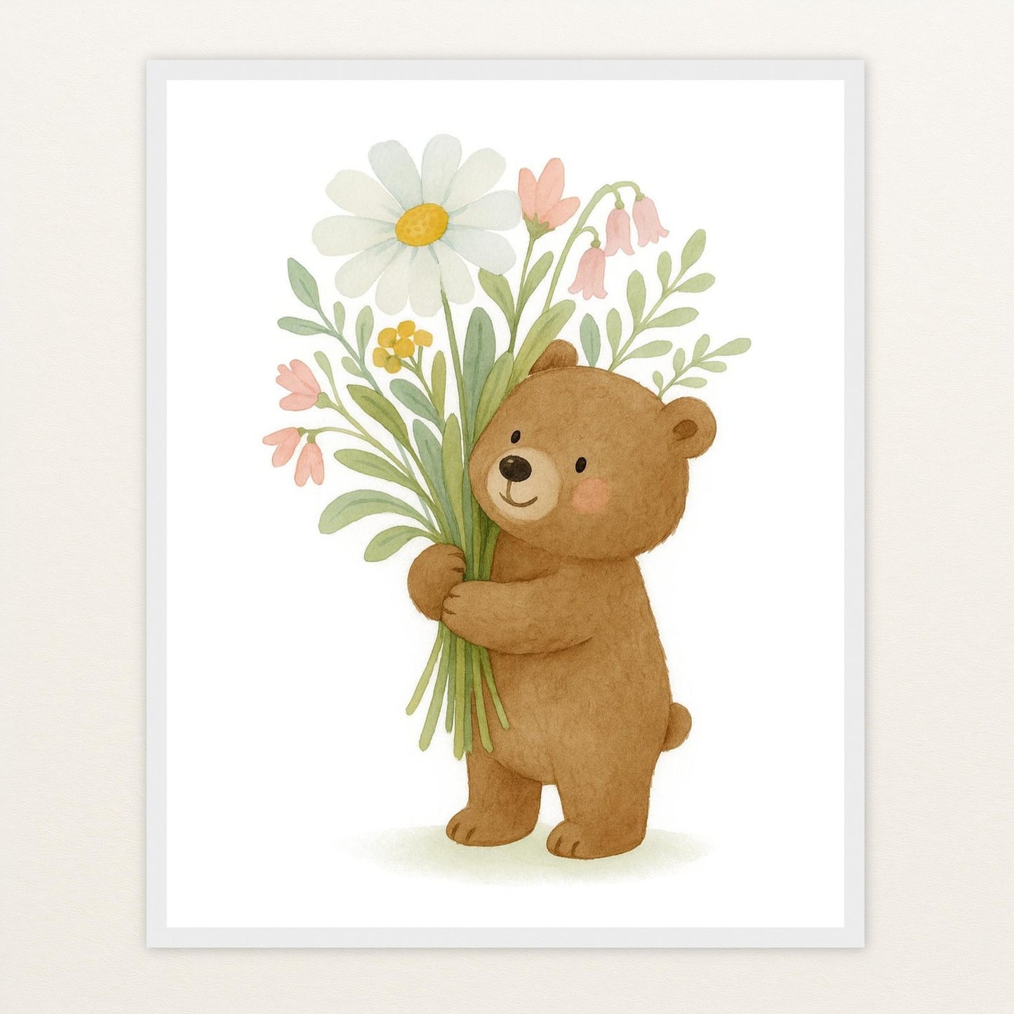 Balu der Bär - Motiv: "Blumenstrauß" Poster mit Holzrahmen von tinylearner