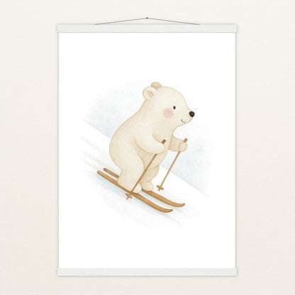 Pummel der Polarbär - Motiv: "Ski" Poster mit Leisten von tinylearner