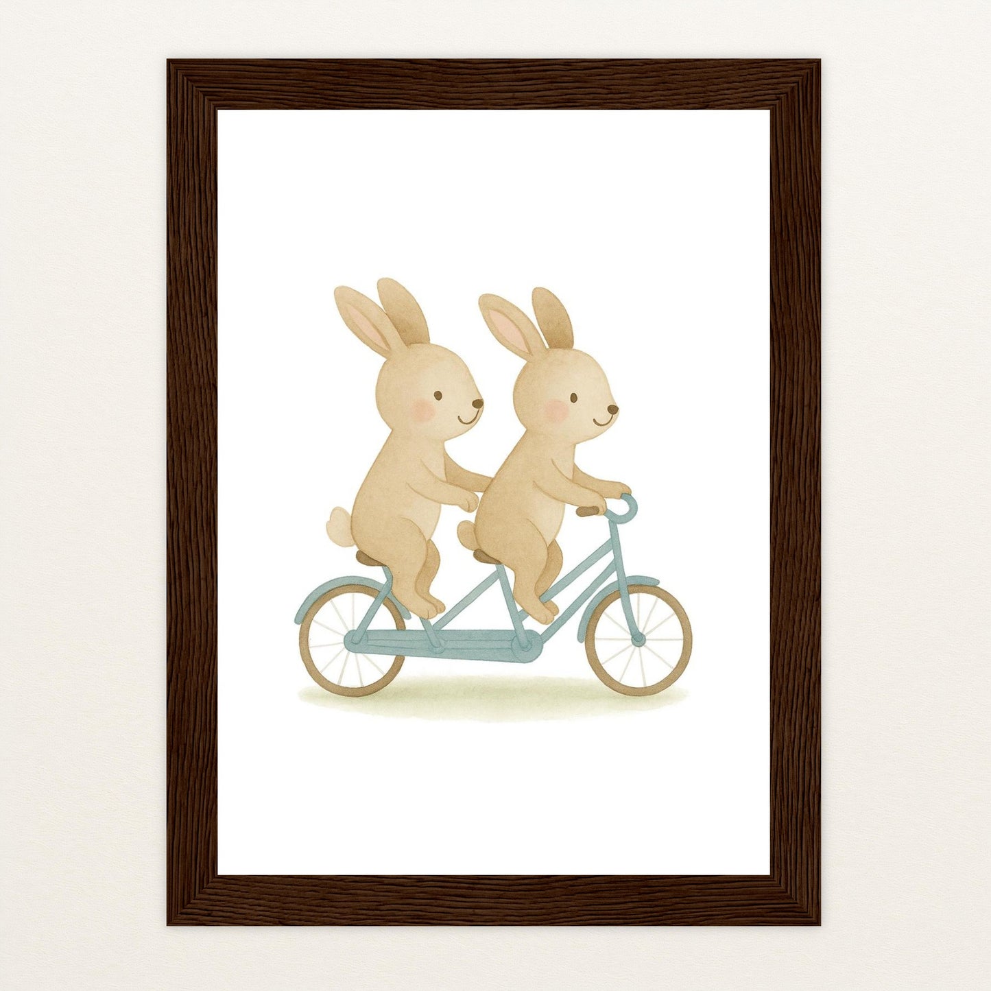 Holly der Hase - Motiv: "Tandem" Poster mit Holzrahmen von tinylearner