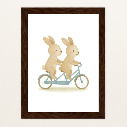 Holly der Hase - Motiv: "Tandem" Poster mit Holzrahmen von tinylearner