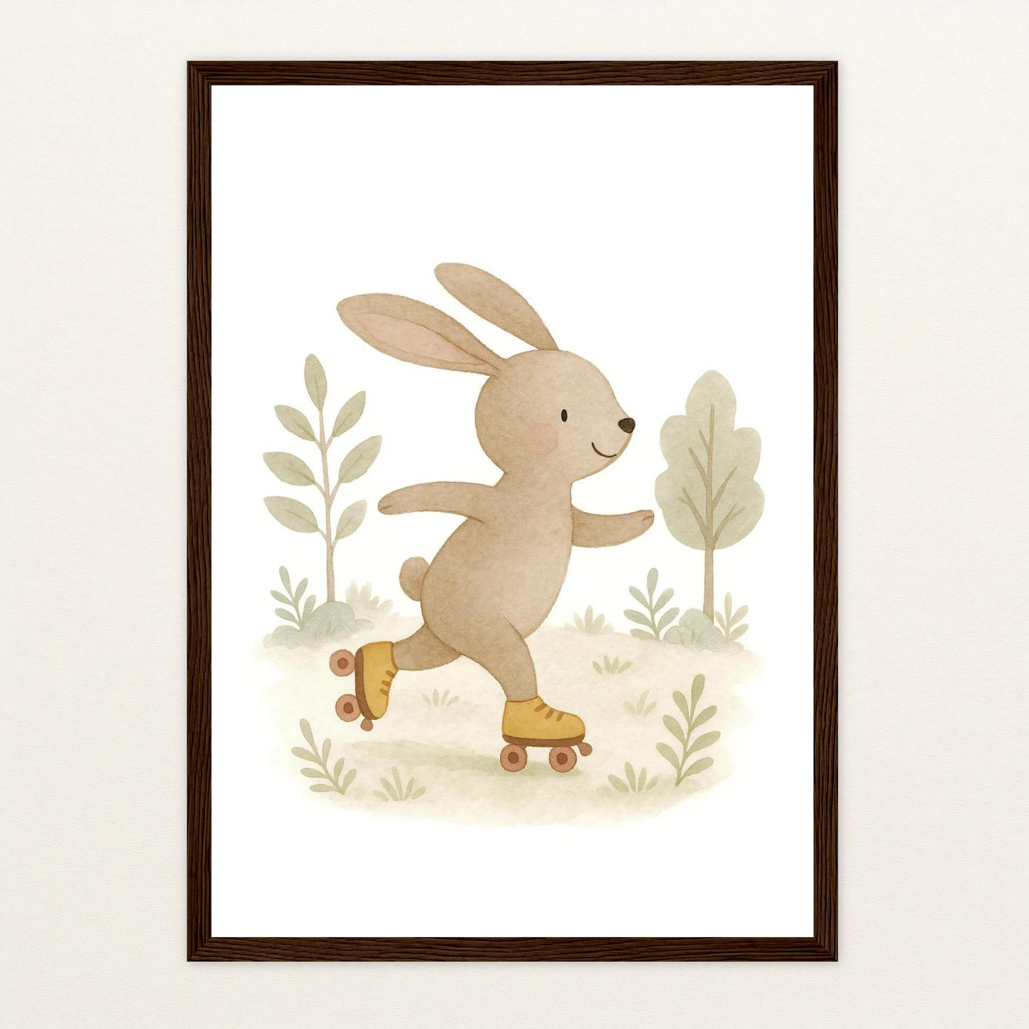Holly der Hase - Motiv: "Rollschuhe" Poster mit Holzrahmen von tinylearner