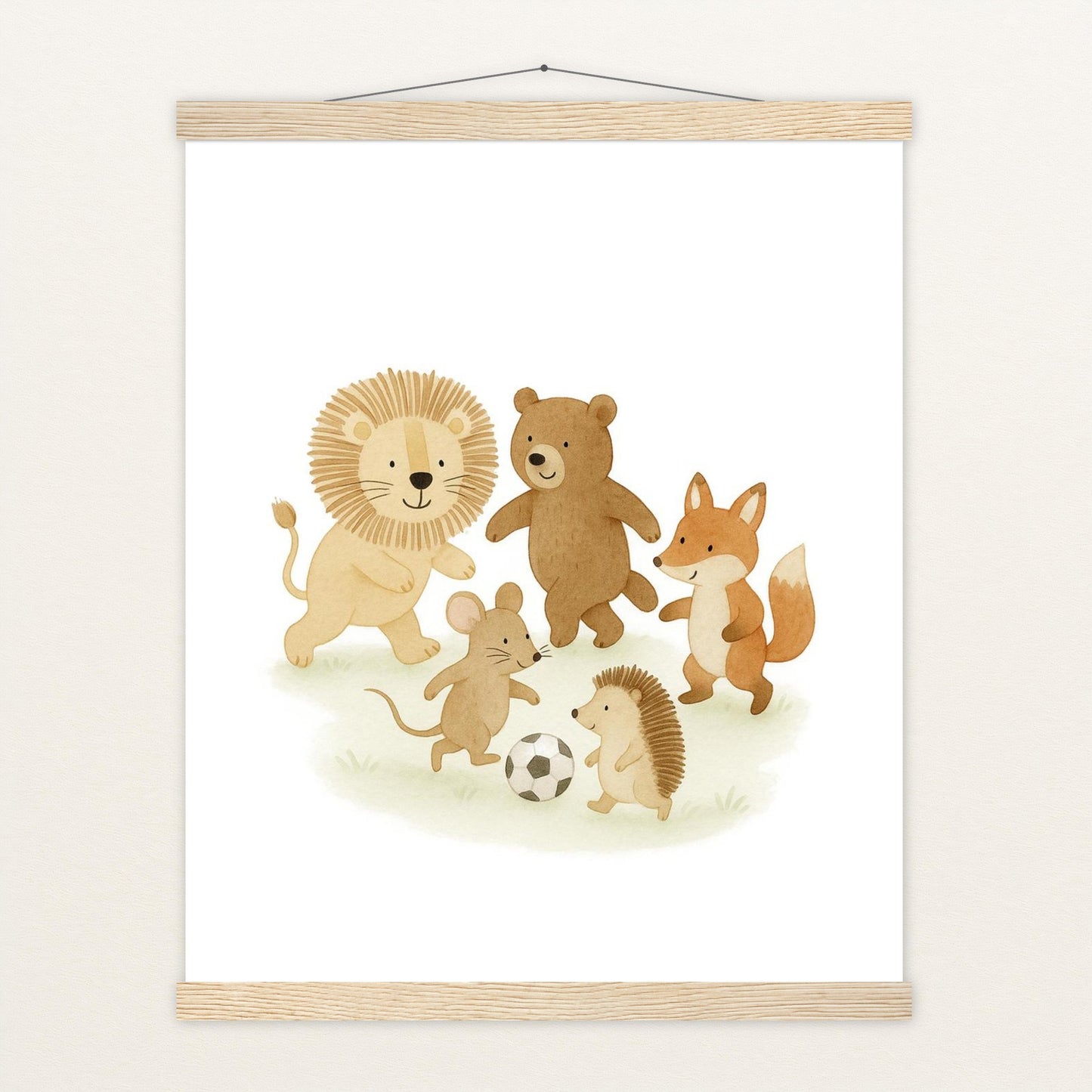 Tierfreunde - Motiv: "Fußball" Poster mit Leisten von tinylearner