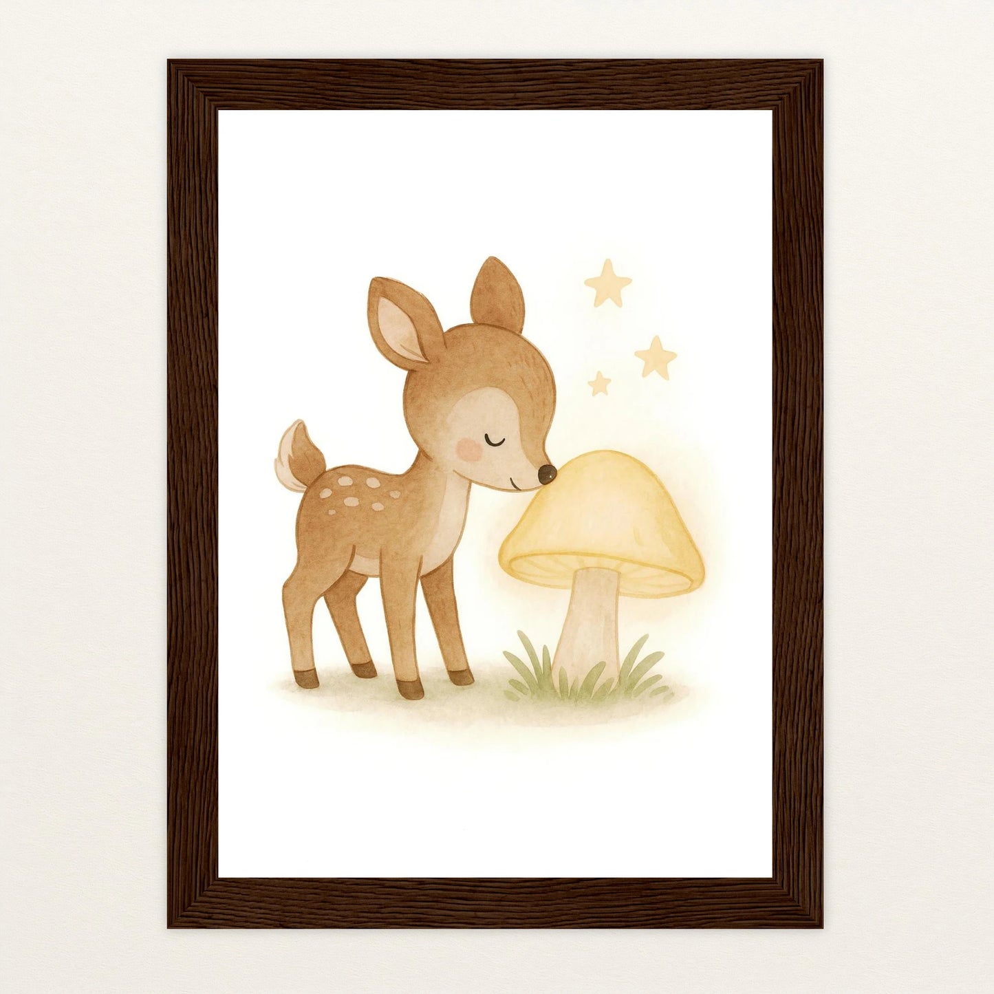 Ria das Reh - Motiv: "Leuchtpilz" Poster mit Holzrahmen von tinylearner