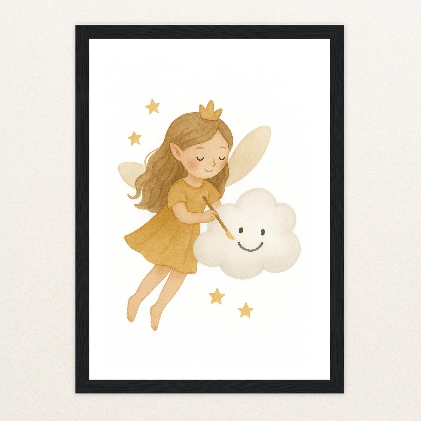 Fina die Fee - Motiv: "Wolke" Poster mit Holzrahmen von tinylearner