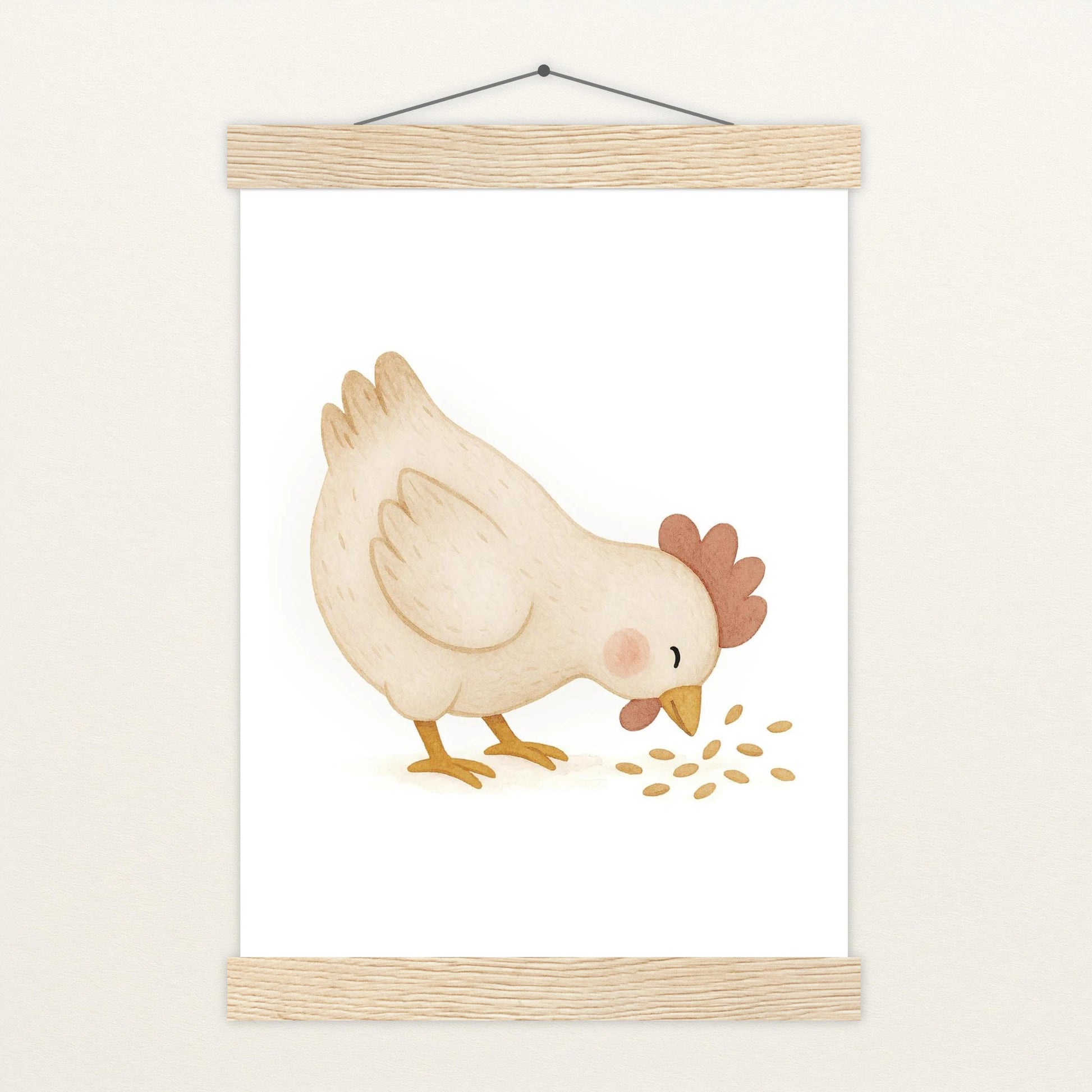 Hanni das Huhn - Motiv: "Körner" Poster mit Leisten von tinylearner