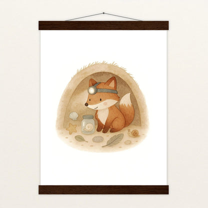 Finnegan der Fuchs - Motiv: "Höhle" Poster mit Leisten von tinylearner