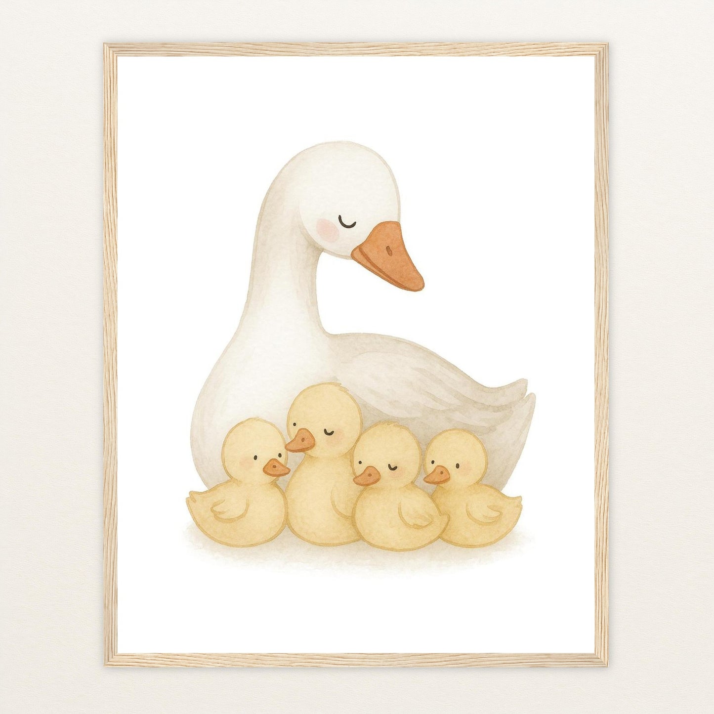 Gusi die Gans - Motiv: "Familie" Poster mit Holzrahmen von tinylearner