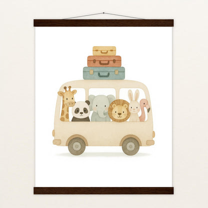 Tierfreunde - Motiv: "Reisebus" Poster mit Leisten von tinylearner