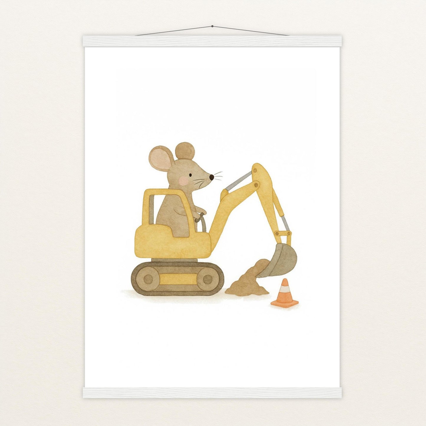 Mimi die Maus - Motiv: "Bagger" Poster mit Leisten von tinylearner