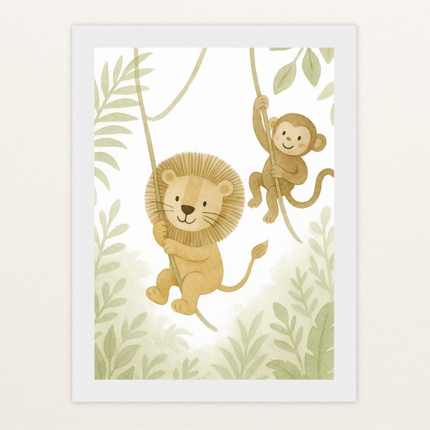 Tierfreunde - Motiv: "Lianen" Poster mit Holzrahmen von tinylearner