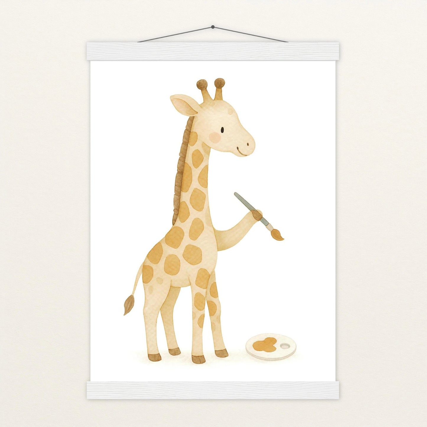 Greta die Giraffe - Motiv: "Malen" Poster mit Leisten von tinylearner