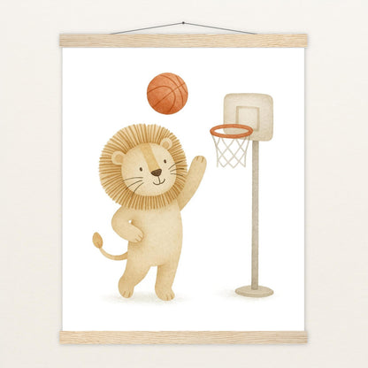 Leo der Löwe - Motiv: "Basketball" Poster mit Leisten von tinylearner