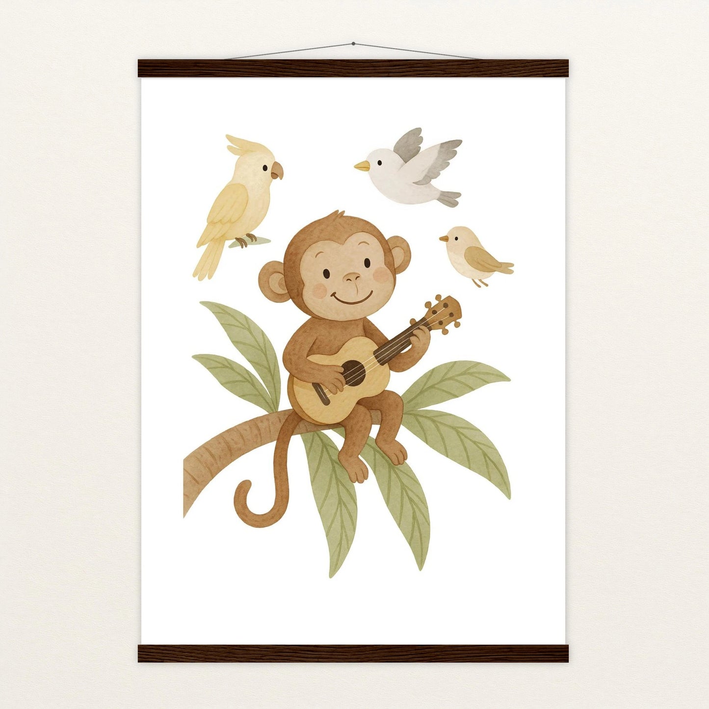 Aki der Affe - Motiv: "Ukulele" Poster mit Leisten von tinylearner