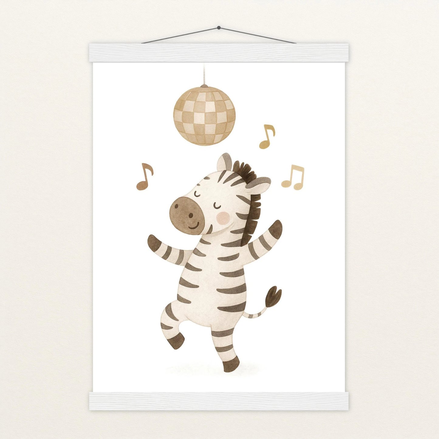 Zinni das Zebra - Motiv: "Tanzen" Poster mit Leisten von tinylearner