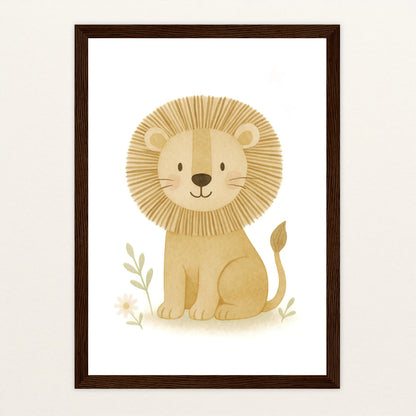 Leo der Löwe Poster mit Holzrahmen von tinylearner