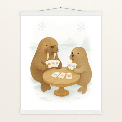 Wally das Walross - Motiv: "Kartenspiel" Poster mit Leisten von tinylearner