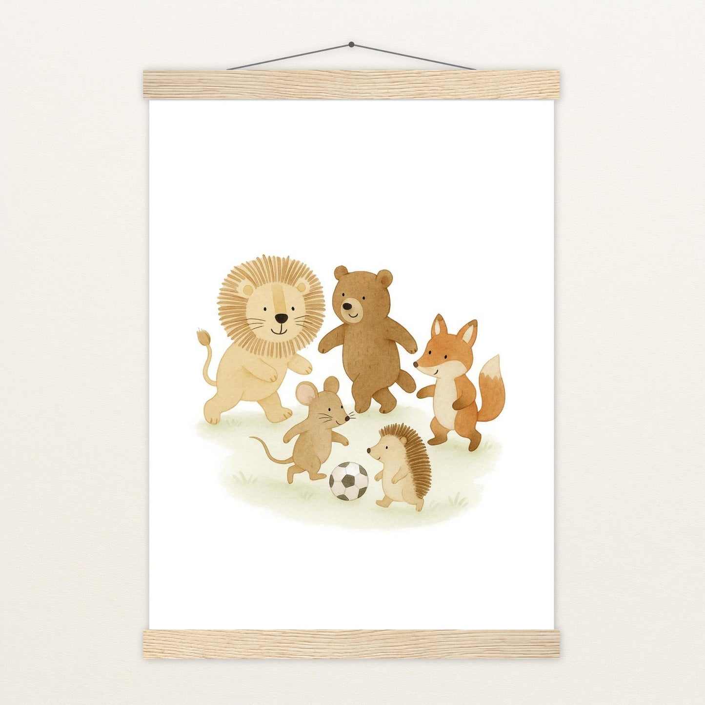 Tierfreunde - Motiv: "Fußball" Poster mit Leisten von tinylearner