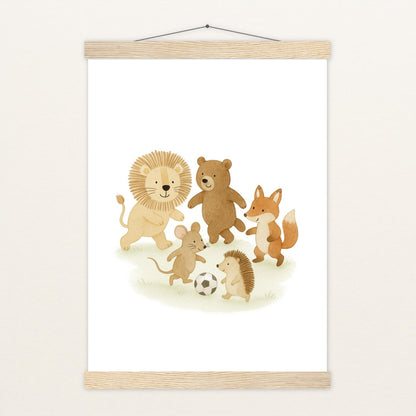 Tierfreunde - Motiv: "Fußball" Poster mit Leisten von tinylearner