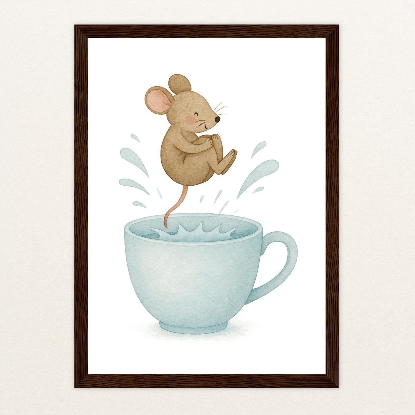 Mimi die Maus - Motiv: "Pool" Poster mit Holzrahmen von tinylearner