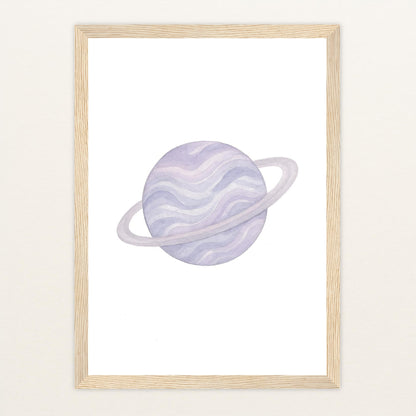 Planet Poster mit Holzrahmen von tinylearner