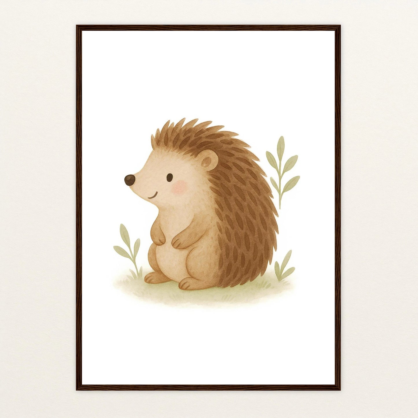 Iggi der Igel Poster mit Holzrahmen von tinylearner