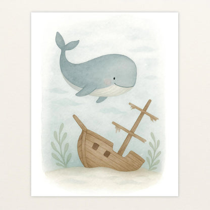 Willi der Wal - Motiv: "Schiffswrack" Poster von tinylearner