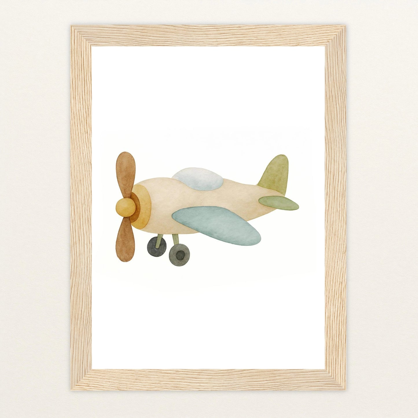 Propellerflugzeug Poster mit Holzrahmen von tinylearner