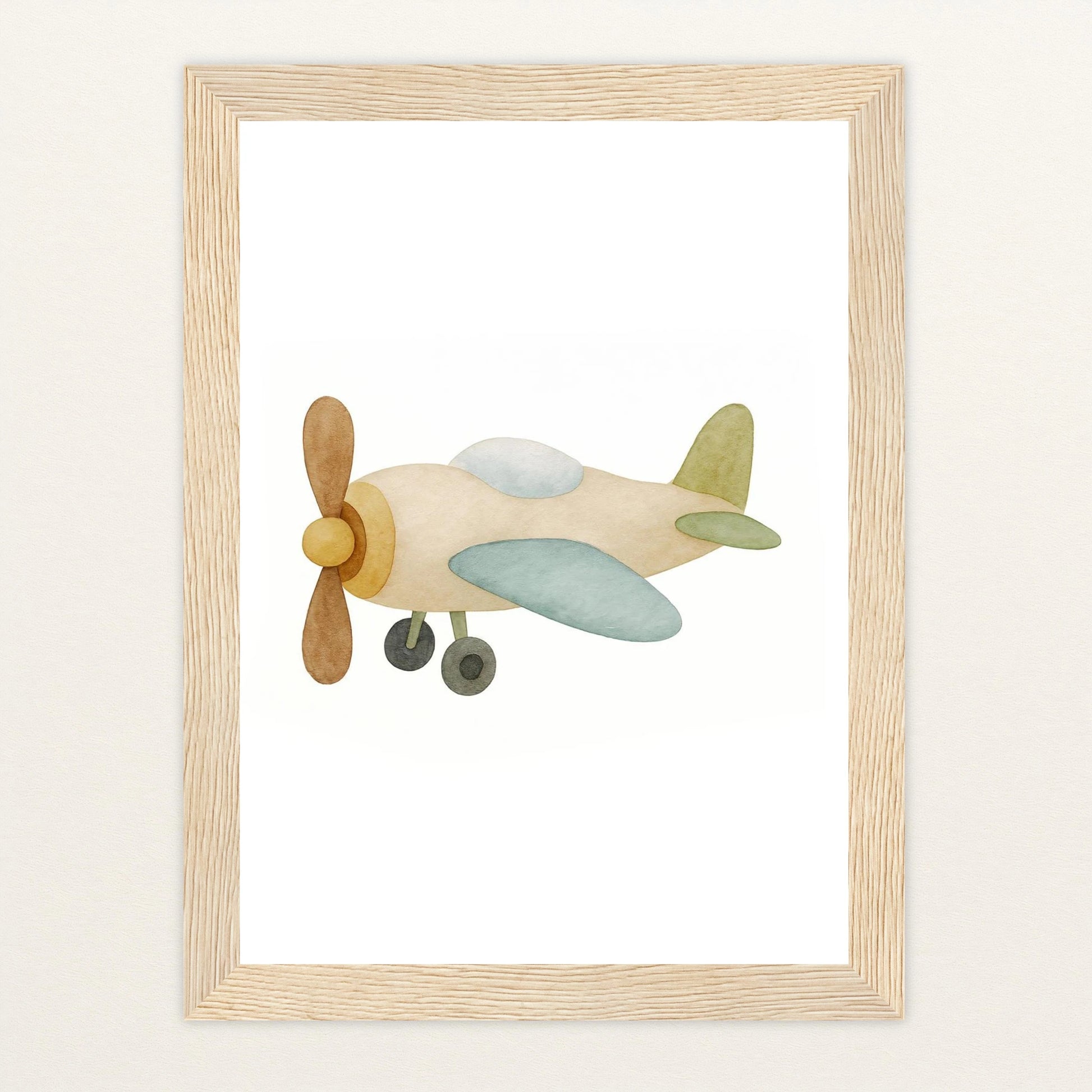 Propellerflugzeug Poster mit Holzrahmen von tinylearner