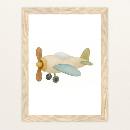Propellerflugzeug Poster mit Holzrahmen von tinylearner