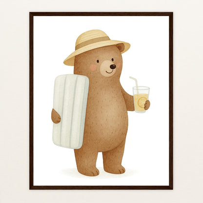 Balu der Bär - Motiv: "Strandtag" Poster mit Holzrahmen von tinylearner