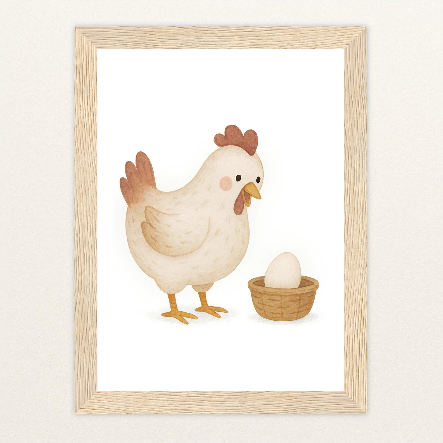 Hanni das Huhn - Motiv: "Ei" Poster mit Holzrahmen von tinylearner