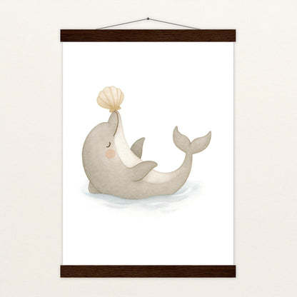 Dora der Delfin - Motiv: "Muschel" Poster mit Leisten von tinylearner