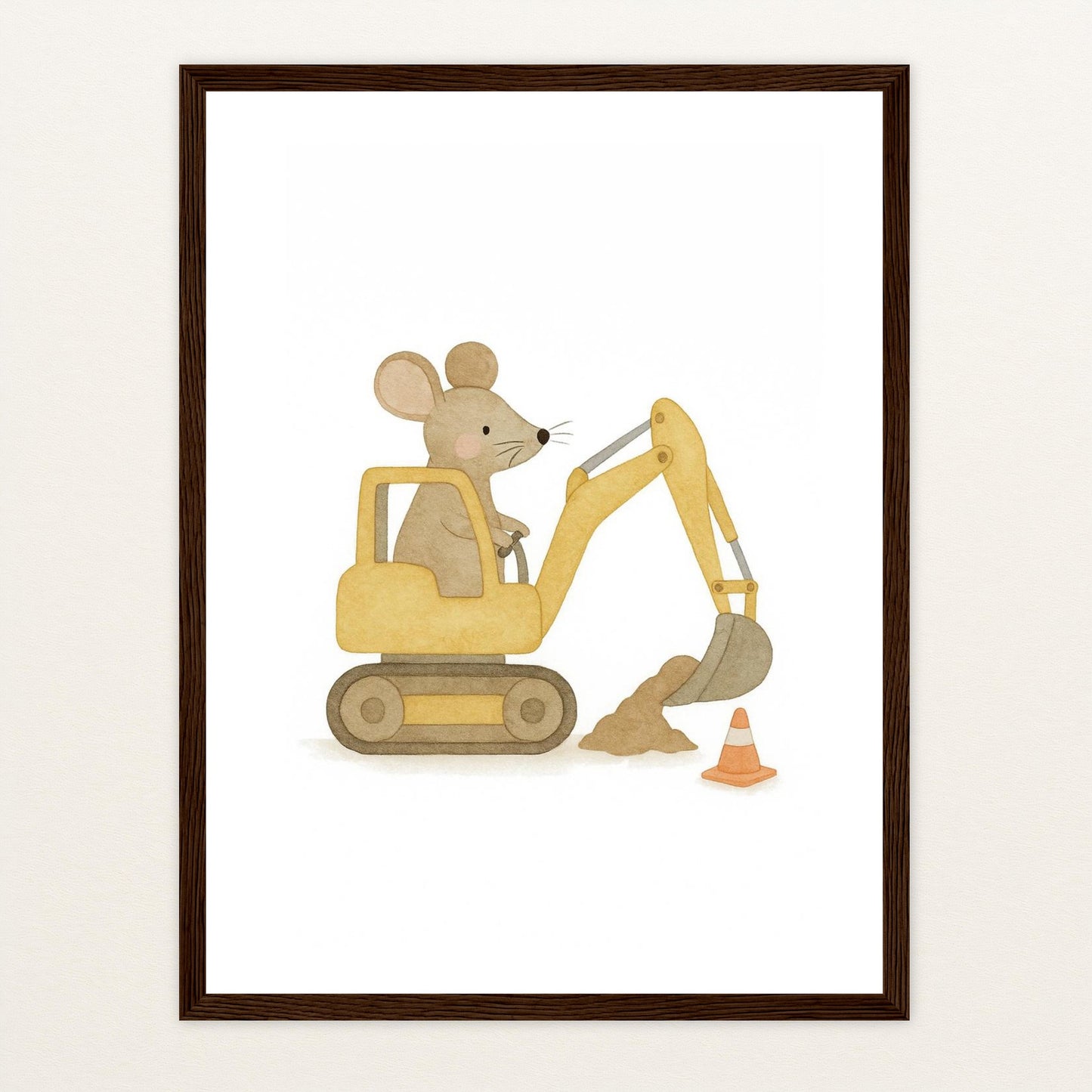 Mimi die Maus - Motiv: "Bagger" Poster mit Holzrahmen von tinylearner