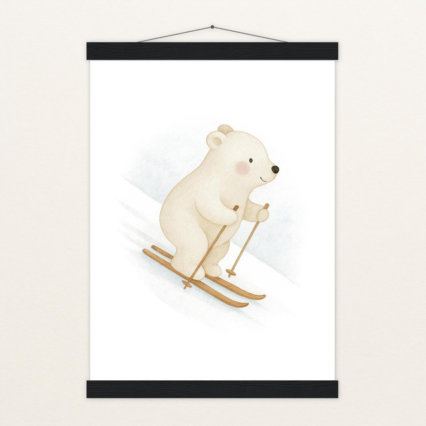 Pummel der Polarbär - Motiv: "Ski" Poster mit Leisten von tinylearner