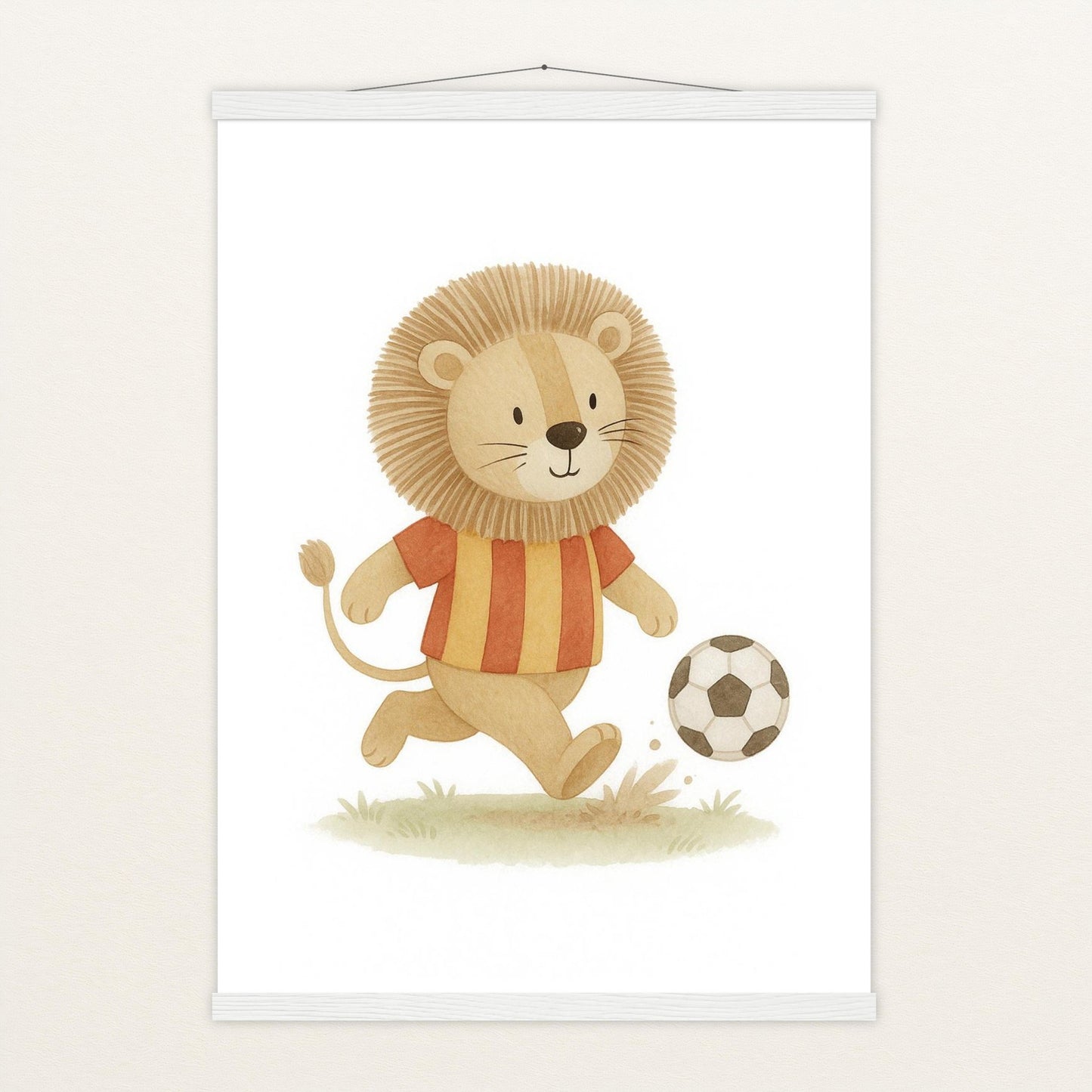 Leo der Löwe - Motiv: "Fußball" Poster mit Leisten von tinylearner