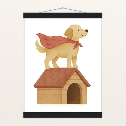 Hugo der Hund - Motiv: "Superheld" Poster mit Leisten von tinylearner