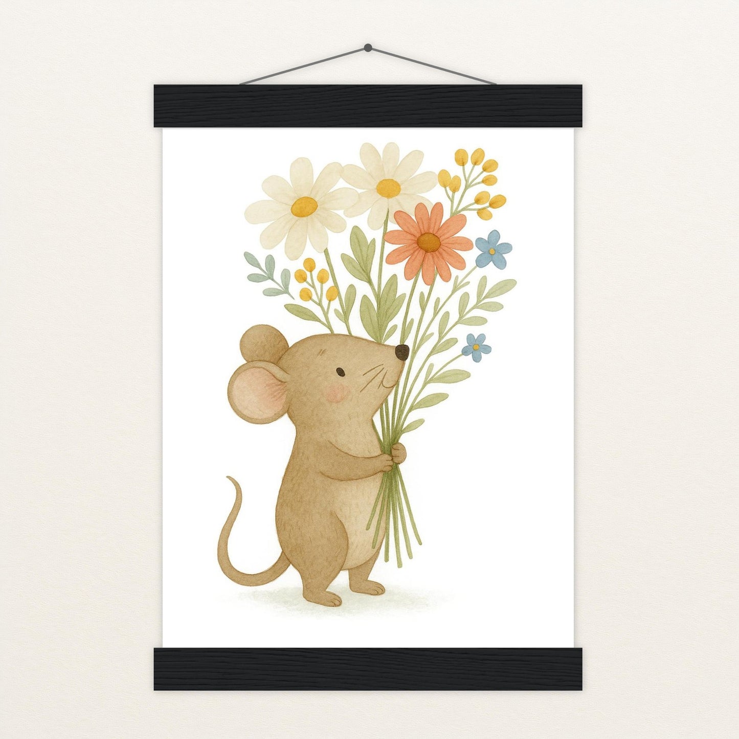 Mimi die Maus - Motiv: "Blumenstrauß" Poster mit Leisten von tinylearner